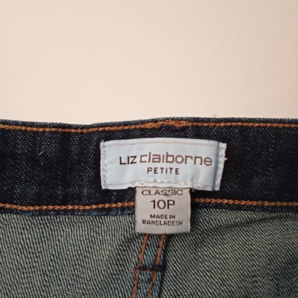 Liz Claiborne Petite Jeans Size 10P Classic Mid Rise Straight Leg Dark Wash - Picture 5 of 9